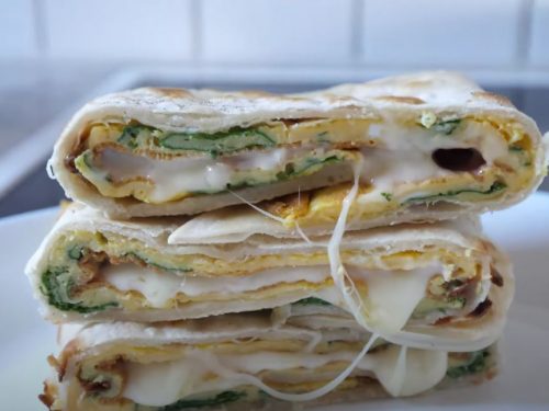 Omelet Tortilla Breakfast Wrap Recipe
