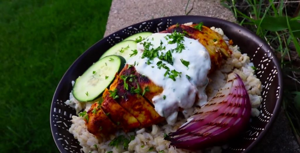 Shawarma-Spiced Grilled Chicken with Garlic Yogurt Sauce Recipe