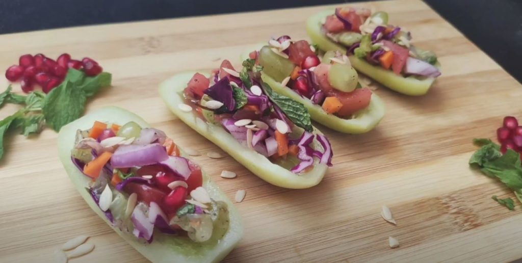 Veggie Hummus Cucumber Boats Recipe