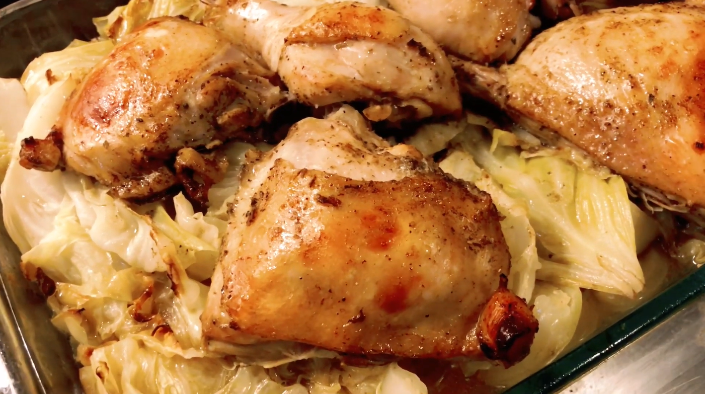 Baked Apple Cider Chicken and Cabbage Recipe