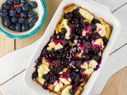 Blueberry cream cheese french toast casserole.