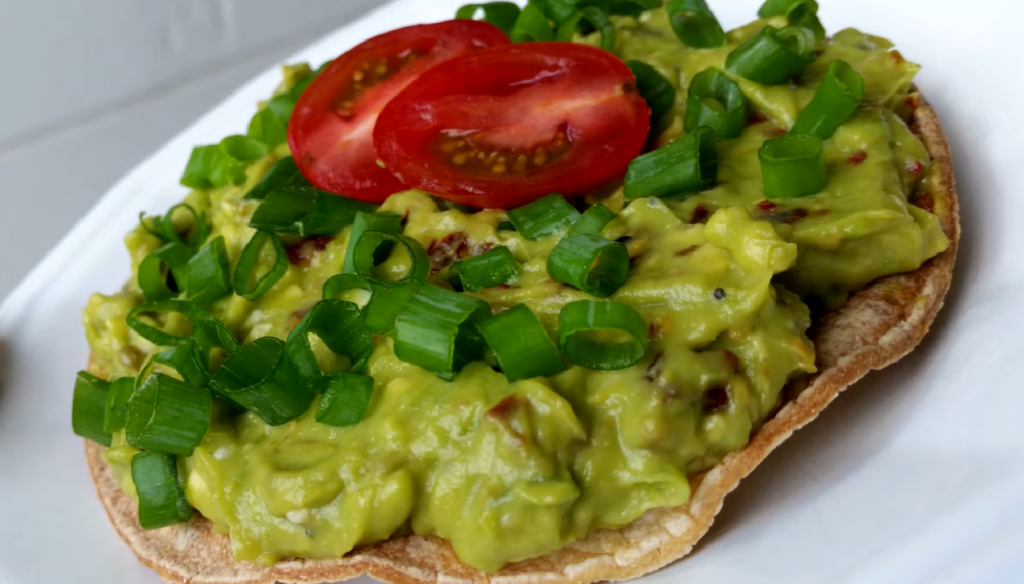 crispy-bean-tostadas-with-smashed-avocados-and-jimaca-cilantro-slaw-recipe