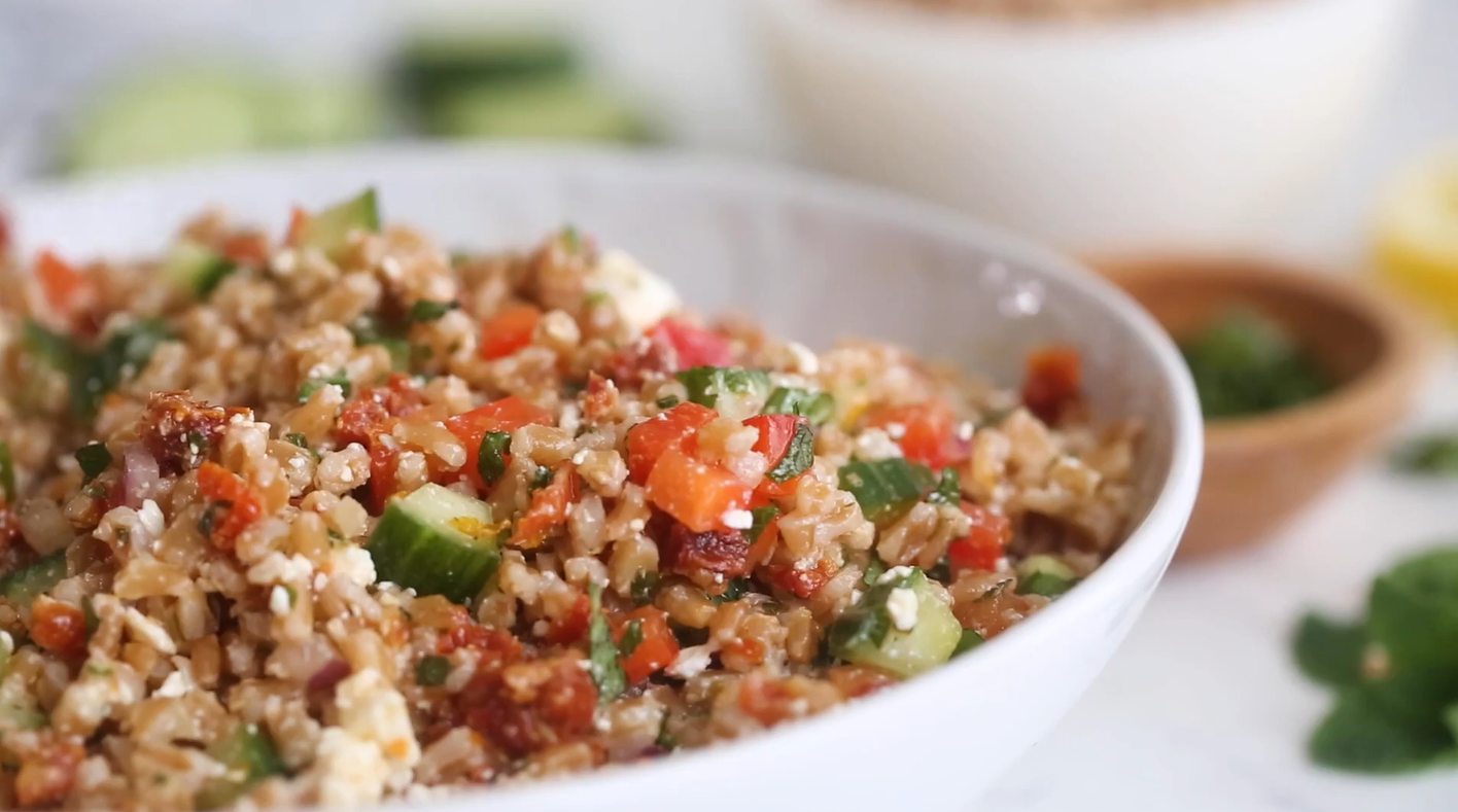 Farro Salad with Feta, Cucumbers & Tomatoes Recipe