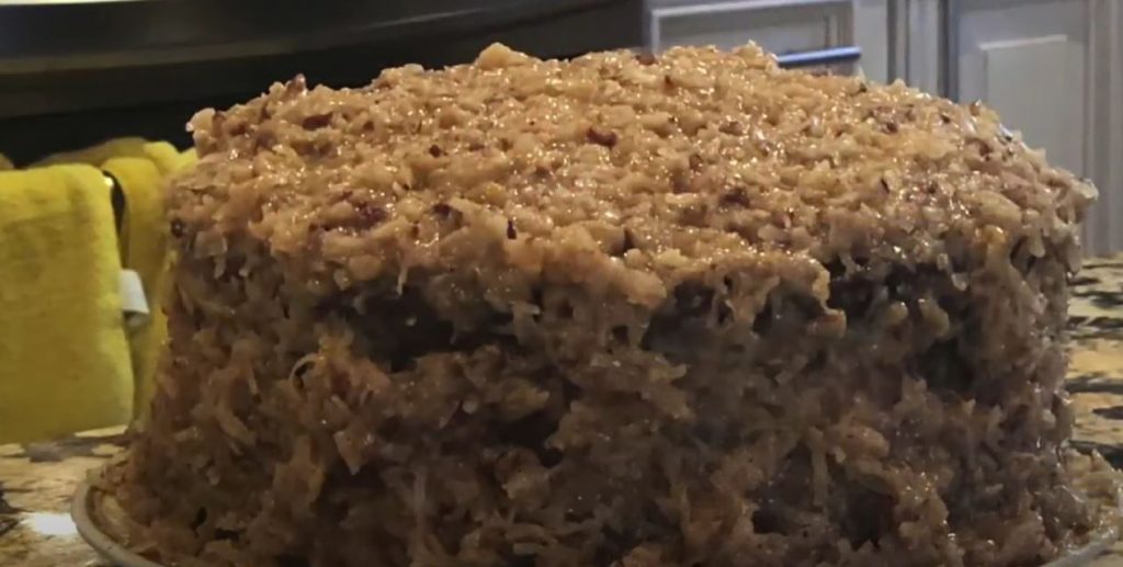 German Chocolate Snack Cake With Coconut-Pecan Frosting Recipe