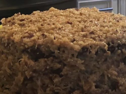 German Chocolate Snack Cake With Coconut-Pecan Frosting Recipe