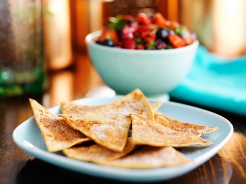 Mexican Cinnamon Chips Recipe, fried tortilla chips with cinnamon and sugar