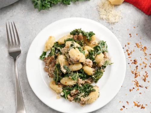 one-pan-creamy-gnocchi-with-italian-sausage-and-kale-recipe