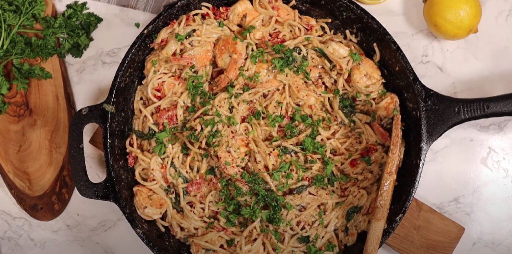 One Pan Creamy Parmesan Shrimp Linguine Recipe