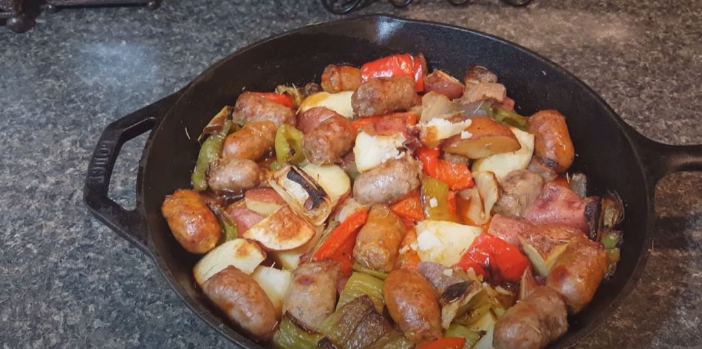 One Pan Roasted Potatoes, Sausage and Peppers Recipe