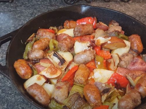 One Pan Roasted Potatoes, Sausage and Peppers Recipe