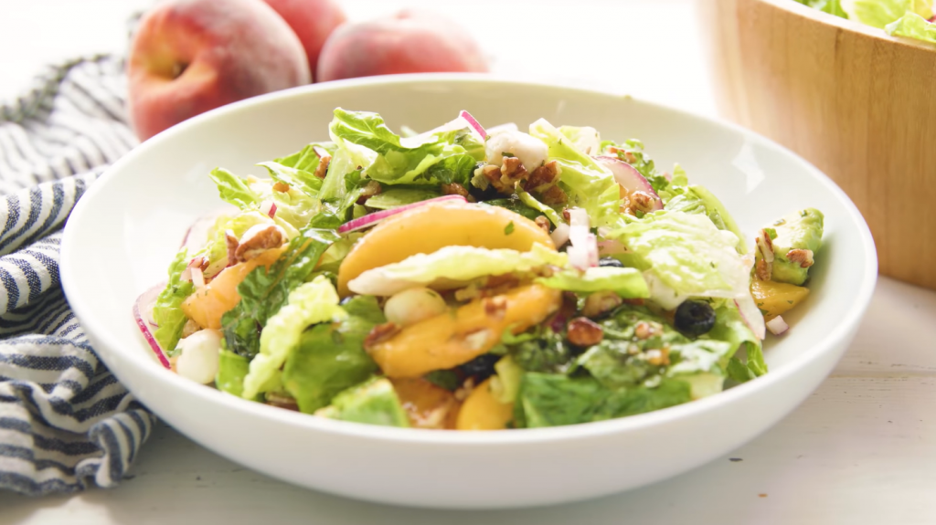 peach-salad-with-grilled-basil-chicken-and-white-balsamic-honey-vinaigrette-recipe