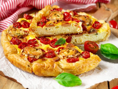 Goat Cheese Quiche with Pesto and Tomatoes Recipe