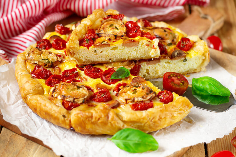 Goat Cheese Quiche with Pesto and Tomatoes Recipe