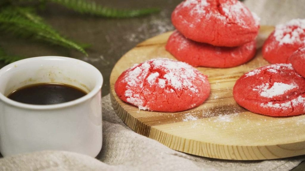 Red Velvet Crinkle Cookies Recipe, soft and chewy baked red velvet crinkle cookies
