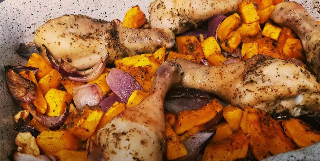Roasted Chicken Legs with Calabaza Recipe