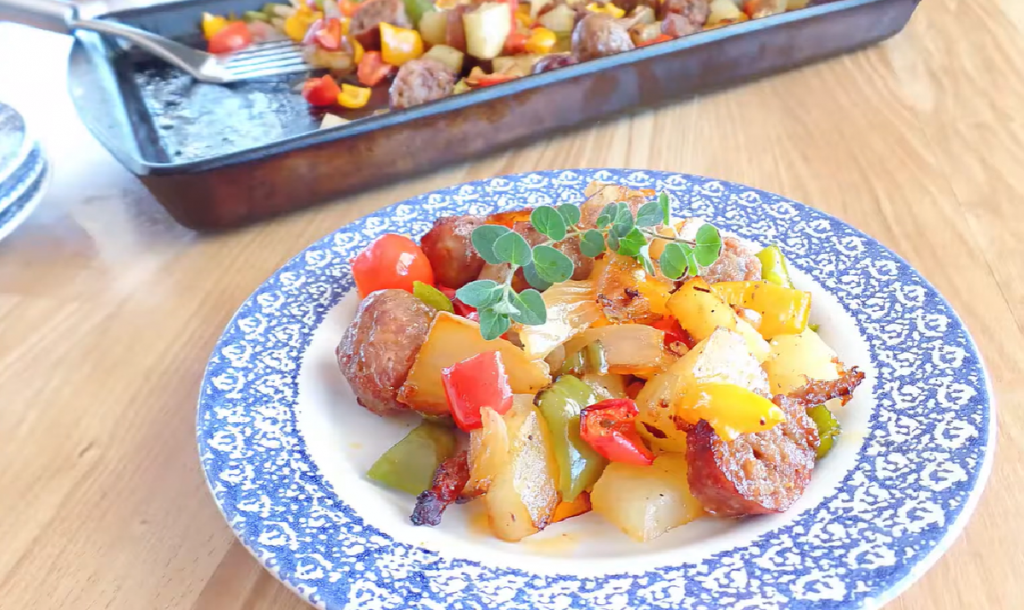 sheet-pan-turkey-sausage-potato-and-pepper-hash-recipe