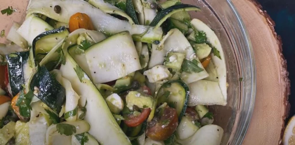 Spiralized Raw Zucchini Salad with Avocado Recipe