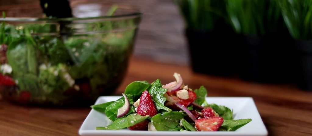 Strawberry Spinach Salad with Candied Pecans Feta and Balsamic Vinaigrette Recipe