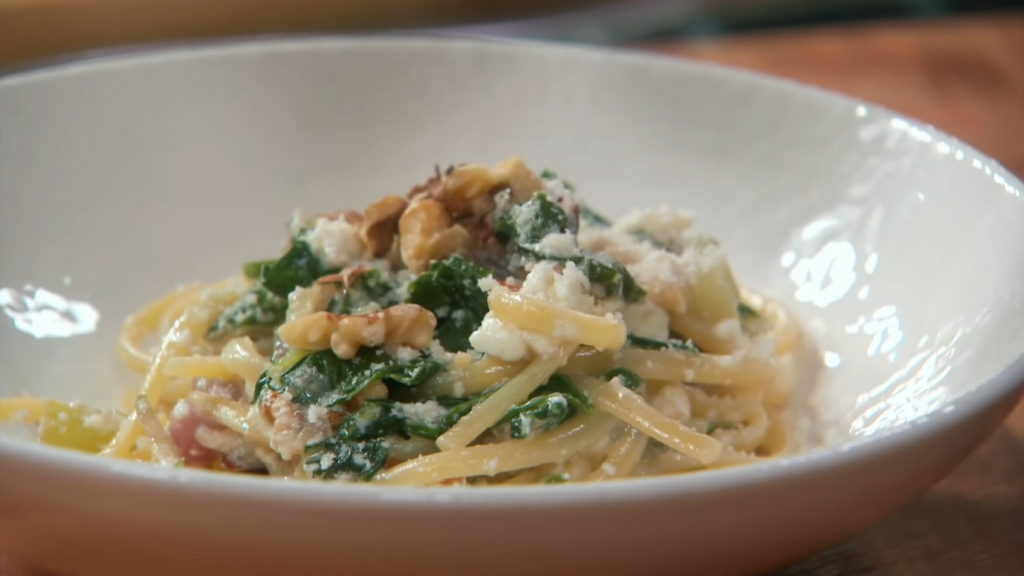 swiss-chard-spaghetti-and-mustard-cream-sauce-recipe