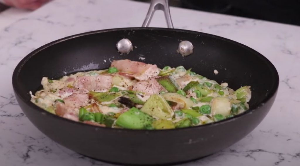 Baby Peas with Bacon and Crispy Leeks Recipe
