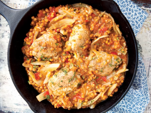 chicken-thighs-with-lentils-chorizo-and-red-pepper-recipe