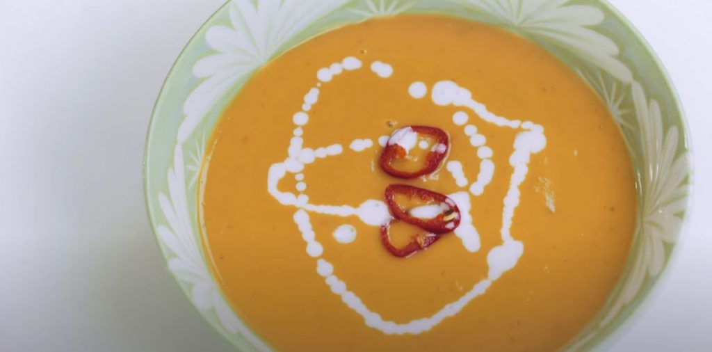 Curried Winter Squash Soup with Cheddar Crisps Recipe