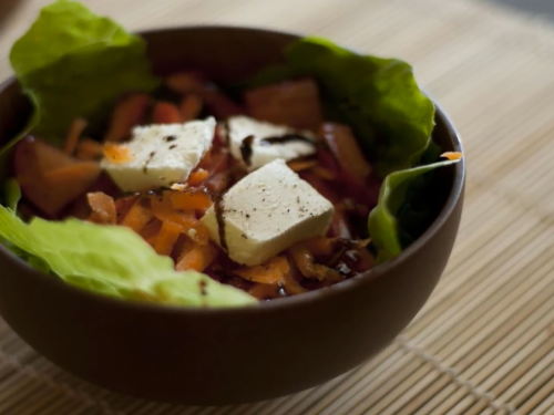 farmer-s-market-salad-with-peaches-goat-cheese-and-basil-recipe