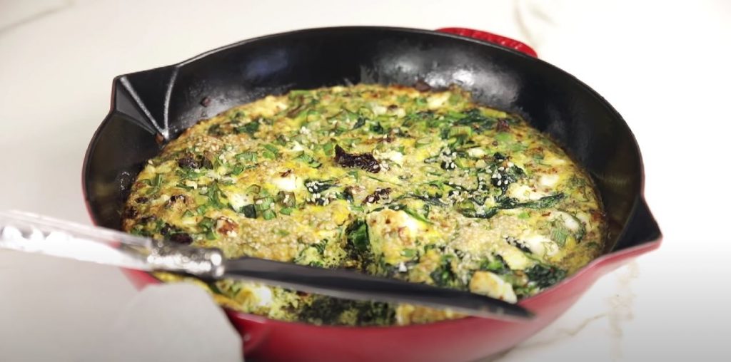 Make-Ahead Frittata Squares with Spinach, Tomatoes, and Feta Recipe