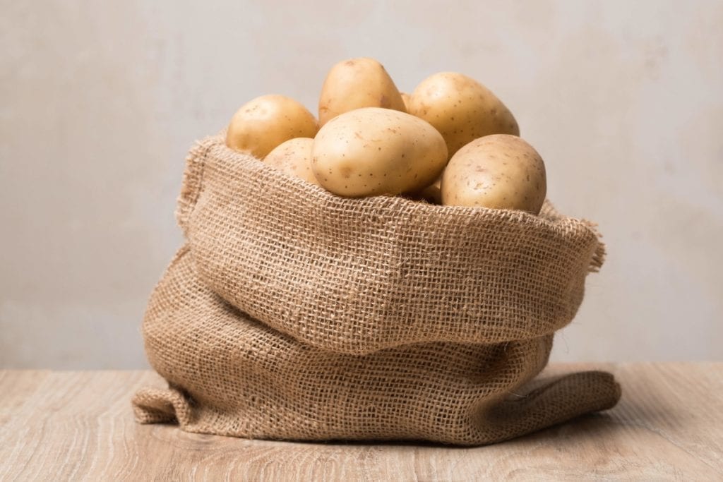 a sack of fresh potatoes