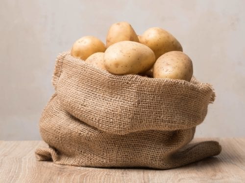 a sack of fresh potatoes