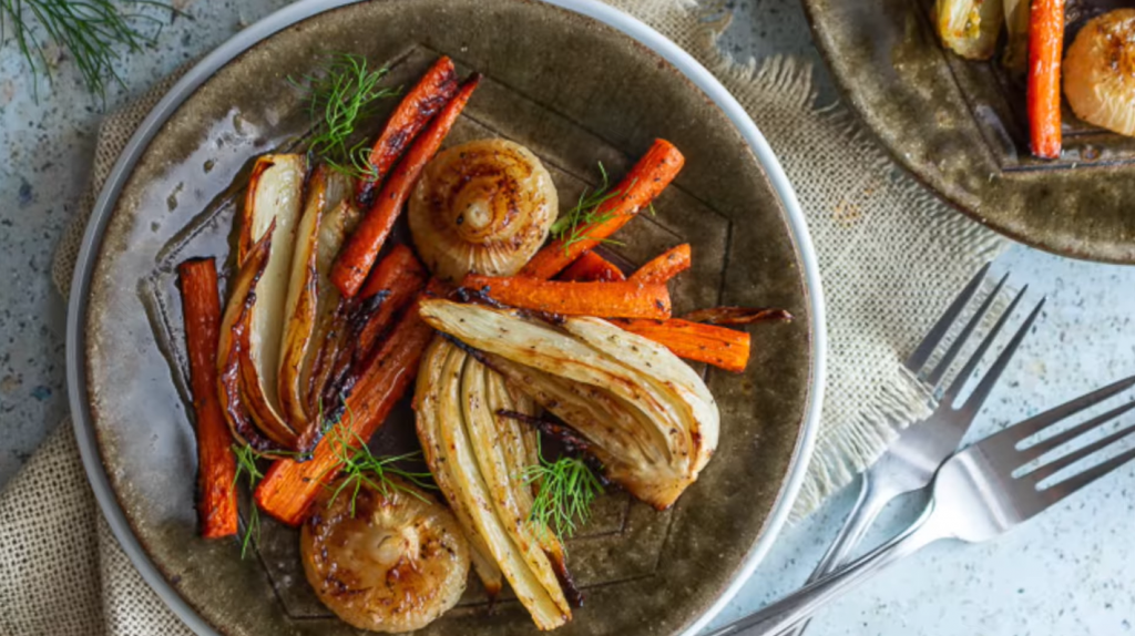 roasted-carrots-and-fennel-with-tomato-olive-pesto-recipe