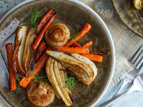 roasted-carrots-and-fennel-with-tomato-olive-pesto-recipe