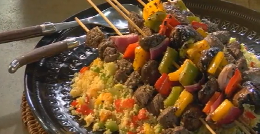 sea-and-shore-bison-kabobs-with-mediterranean-couscous-salad-recipe