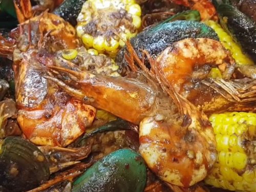 Seafood Mixed Grill with Red-Pepper Sauce Recipe