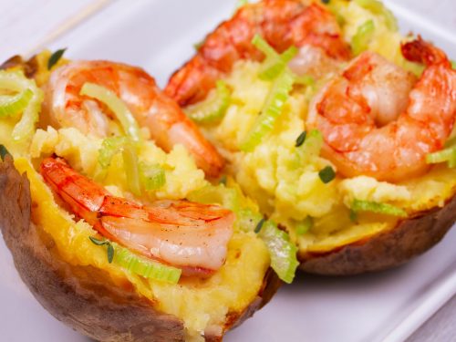 Shrimp-Stuffed Triple-Baked Potatoes