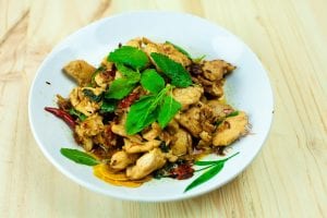 plate of Thai basil chicken