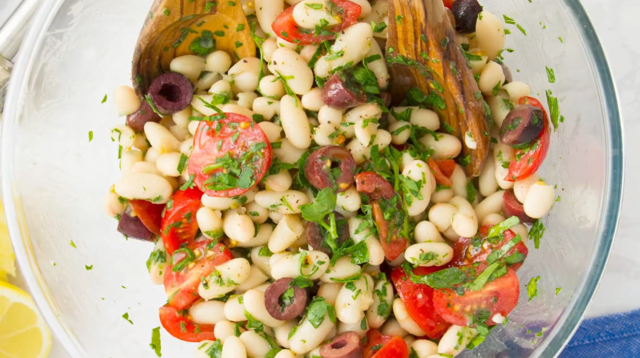 Bean Salad with Pine Nuts and Feta Recipe