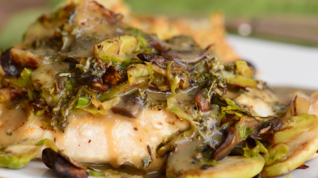 chicken-and-brussels-sprouts-over-white-bean-and-rosemary-puree-recipe