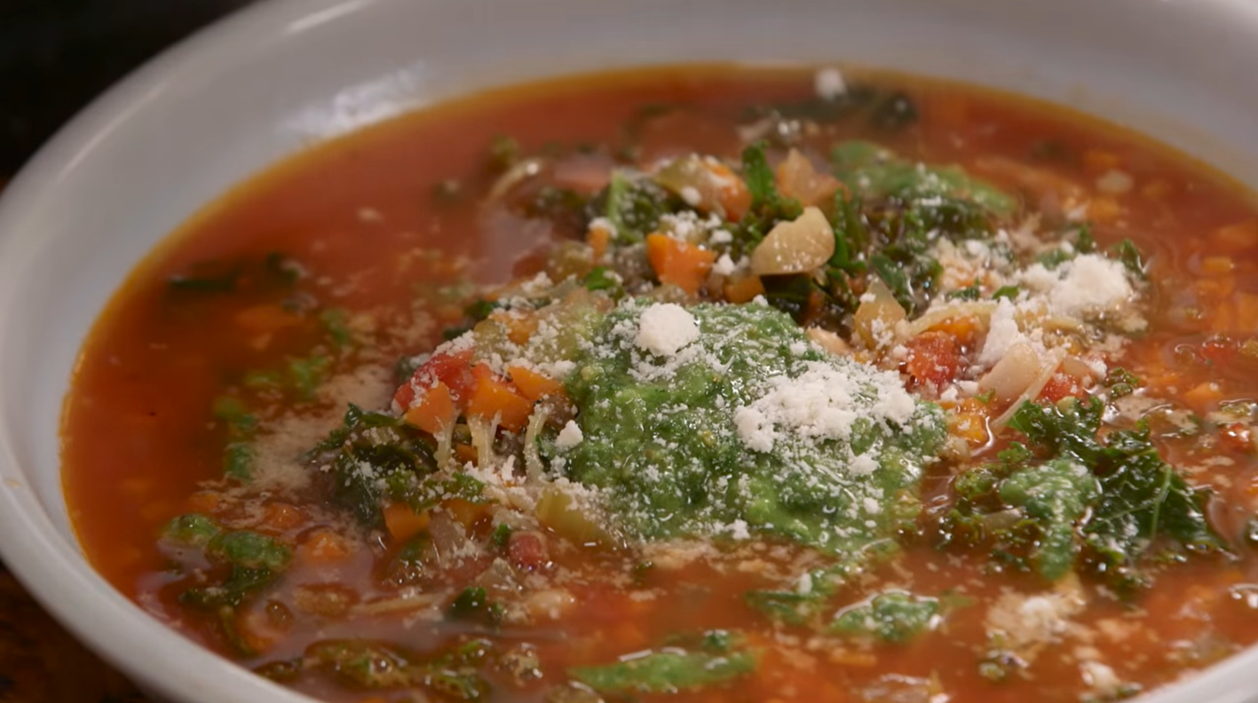 Chicken Minestrone With Basil Pesto Recipe