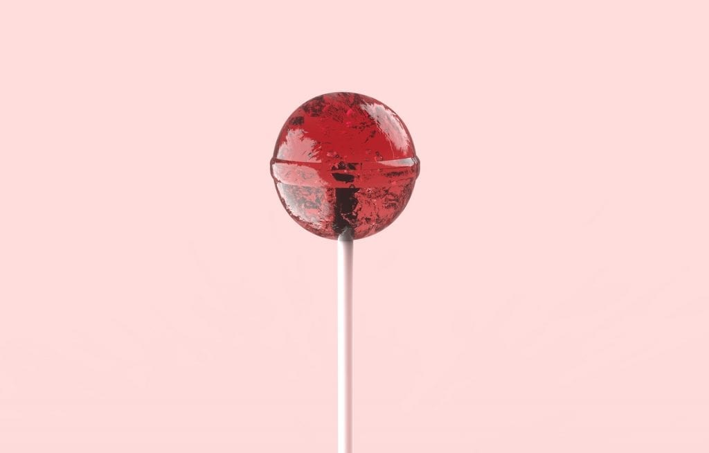 Isomalt hard candy lollipop