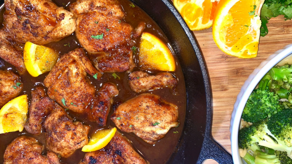 orange-blossom-honey-glazed-chicken-with-roasted-sweet-potato-puree-recipe