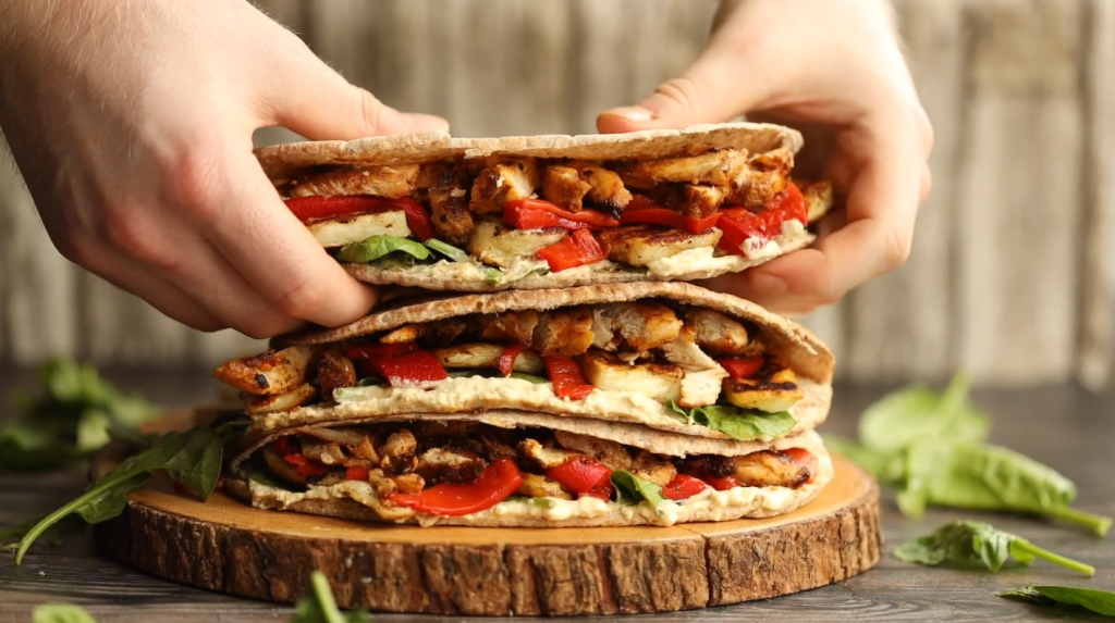 spicy-pita-pockets-with-chicken-lentils-and-tahini-sauce-recipe