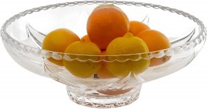 Lemons and oranges in lead free glass fruit bowl