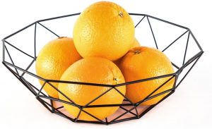 Lemons in modern wire fruit basket