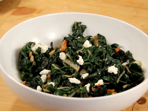 bitter-greens-with-almonds-and-goat-cheese-recipe