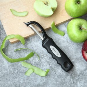 Spring Chef Premium Swivel Vegetable Peeler, with black handle and metal blade