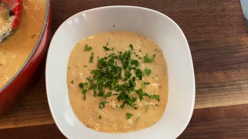 tortilla-crab-soup-with-tomatillo-creme-fraiche-recipe