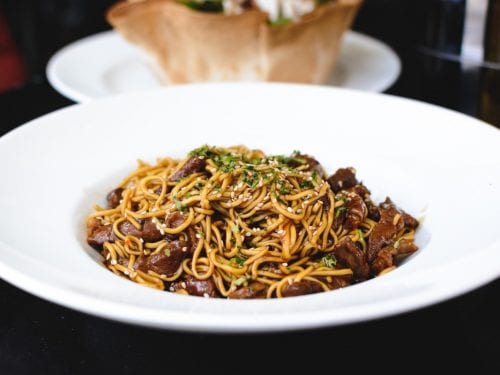 Plate of lo mein noodles