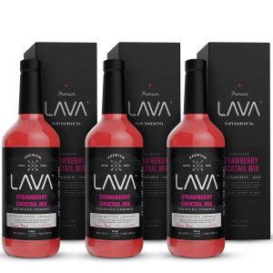 Three bottle of Lava Premium Strawberry Margarita Mix