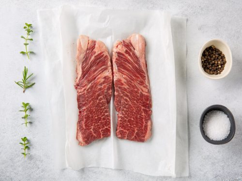 two slices of denver steak